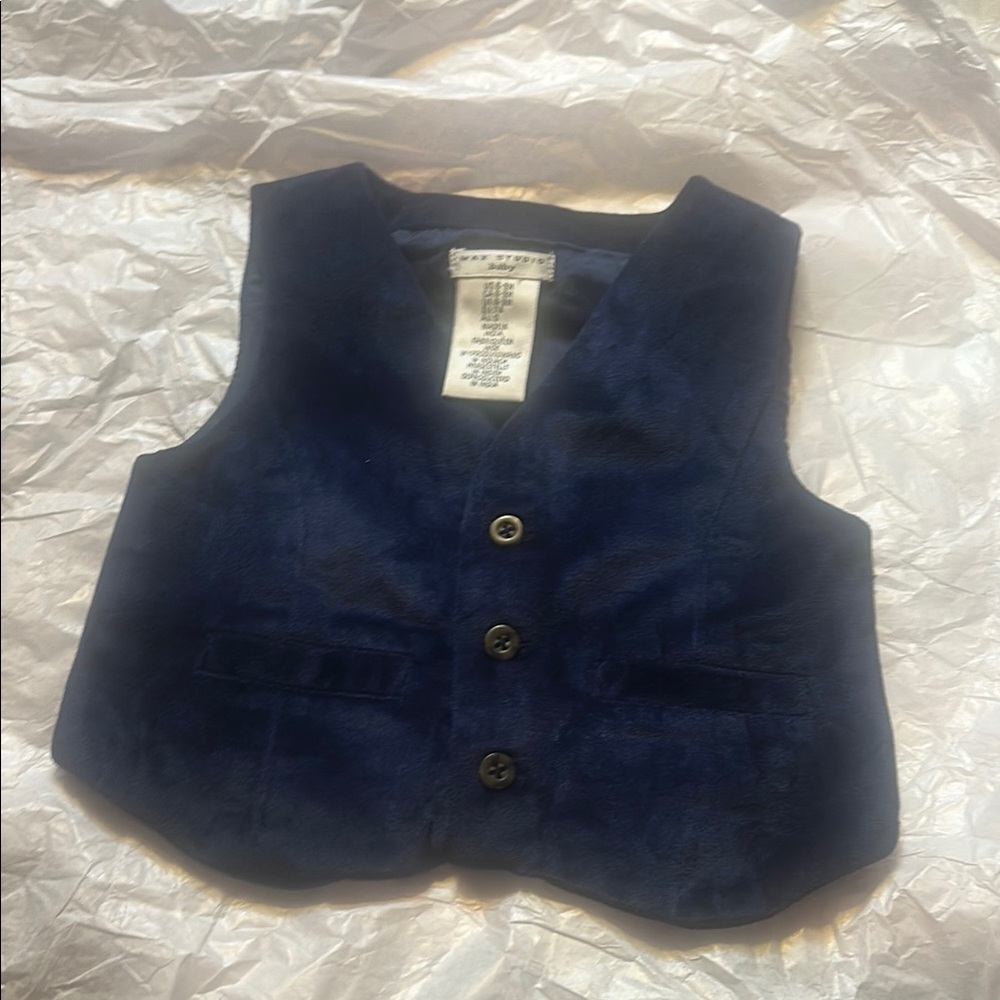 Max Studio Baby Navy Blue Sleeveless Vest with V-neck Design and Soft Fabric